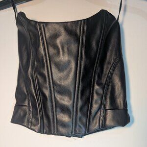 Charlotte Russe Corset Bustier Black Faux Leather S Goth Fairy Grunge Coquette
